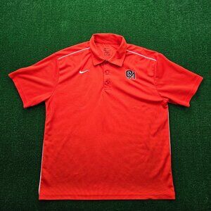 Nike Dri Fit Polo Shirt Mens Large Orange 3 Button Golf OM‎ Embroidered Logo